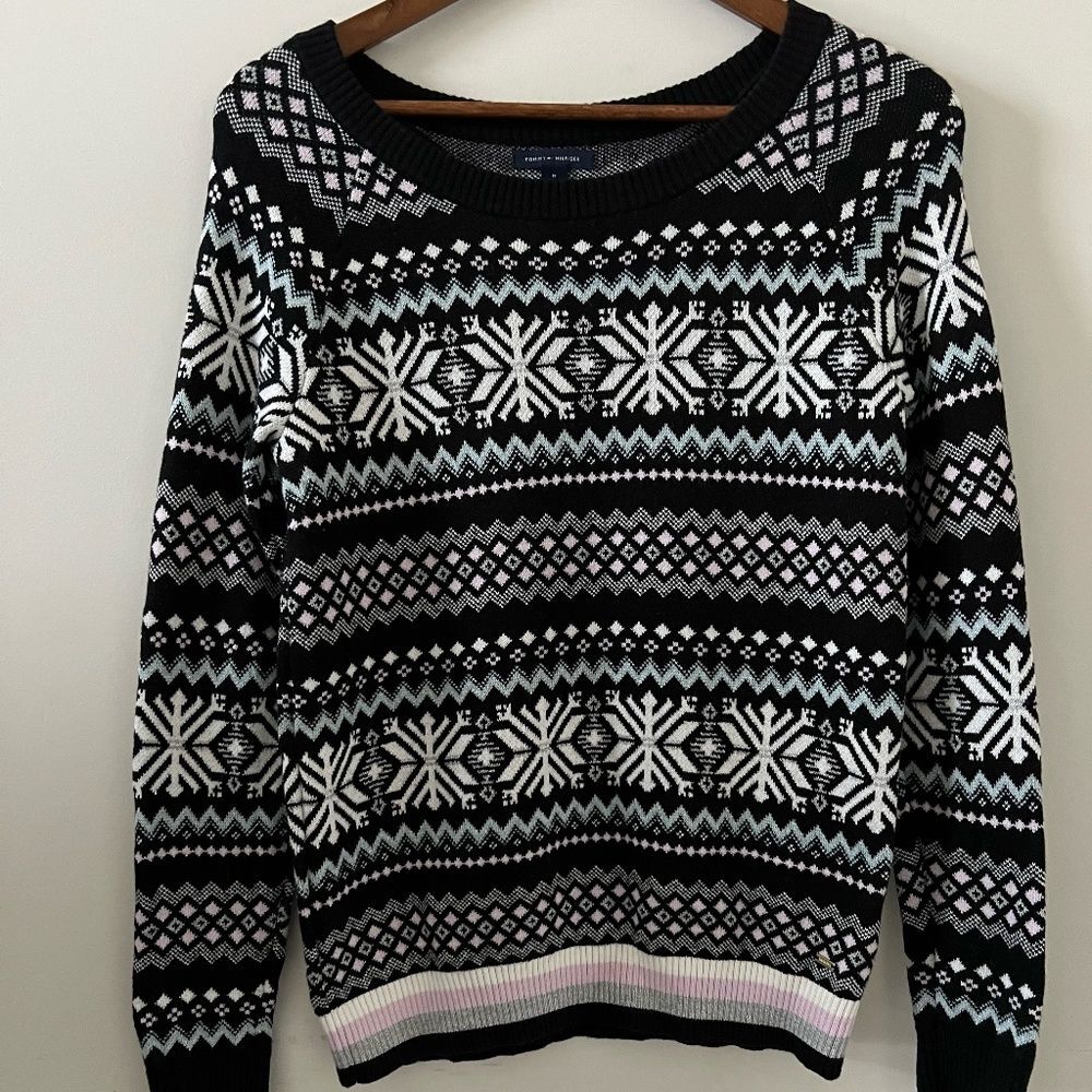 Tommy Hilfiger Nordic Snowflake Wool Blend Sweater Size M